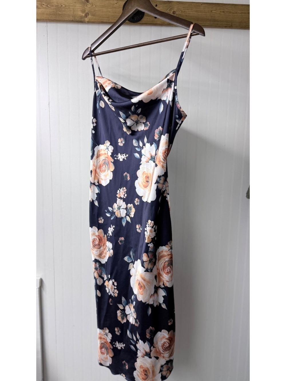 Bebe satin floral slip midi dress small date night romantic